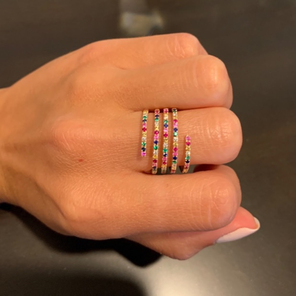 Rose gold spiral rainbow ring